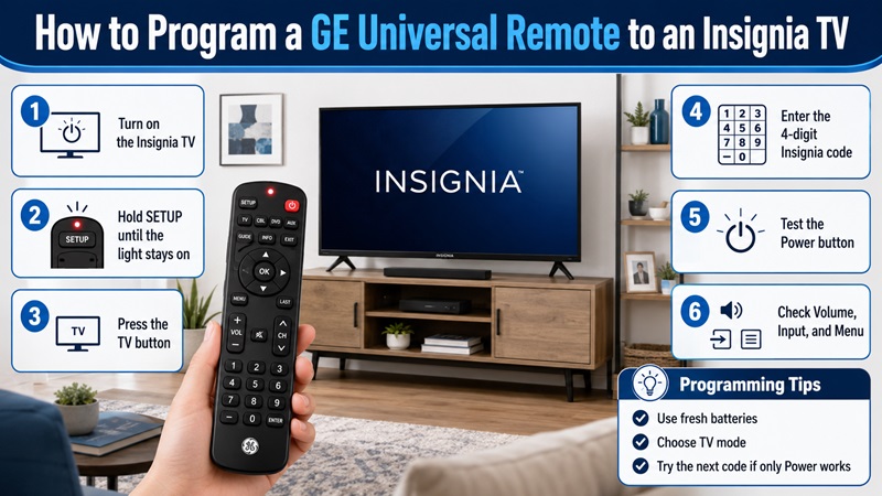 How to Program a GE Universal Remote to an Insignia TV