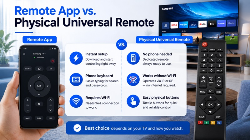 Remote TV App vs. Physical Universal Remote