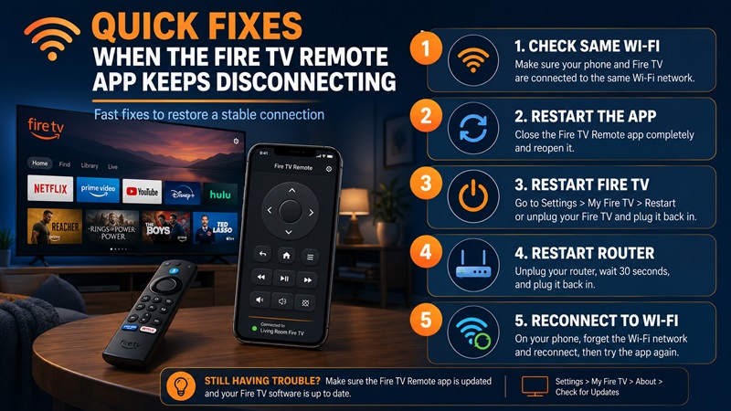 Quick Fixes for a Disconnecting Fire TV Remote App