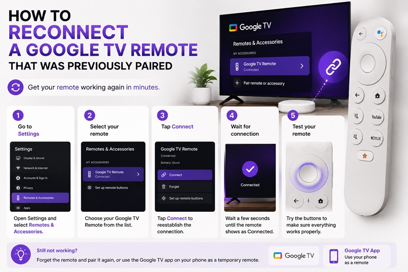How to Reconnect a Google TV Remote That Was Previously Paired