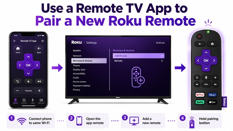 Use a Remote TV App to Pair a New Roku Remote