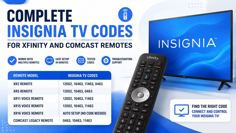 Insignia TV Codes for Xfinity Remote