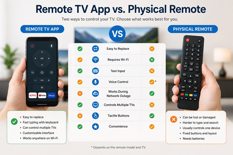 Remote TV App vs. Physical Remote