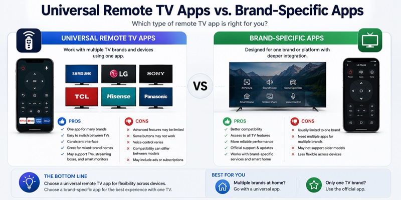 Universal Remote TV Apps vs. Brand-Specific Apps