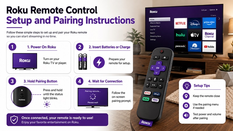 Roku Remote Control Setup and Pairing Instructions