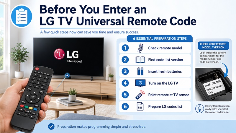 Before You Enter an LG TV Universal Remote Code