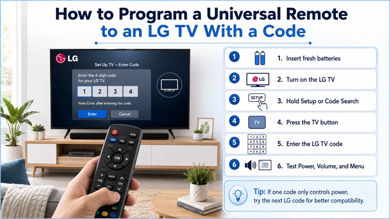 How to Program a Universal Remote to an LG TV With a Code