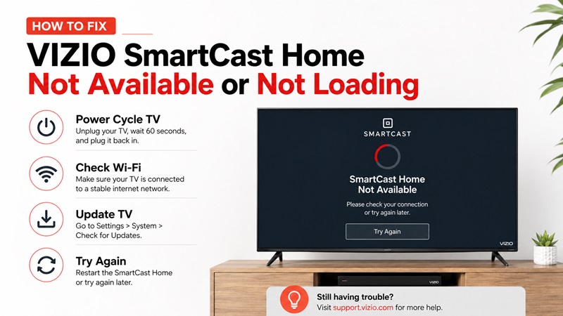 How to Fix VIZIO SmartCast Home Not Available or Not Loading